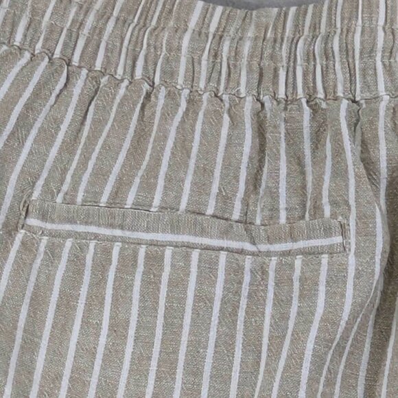 Beach Lunch Lounge Capri Pull On Womens Small Linen Blend Crop Tan Striped - Picture 5 of 11